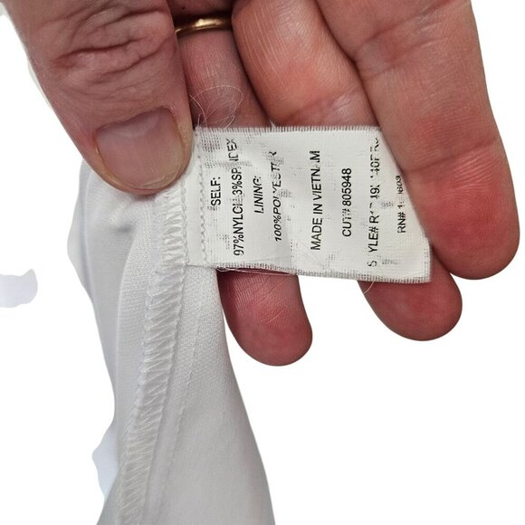 Rabbit Rabbit Designs White Lace Midi Dress 12‎ Three-Quarter Sleeves V-Neck - Picture 6 of 10